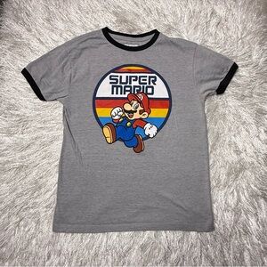 Super Mario Gray Kids Medium T-Shirt